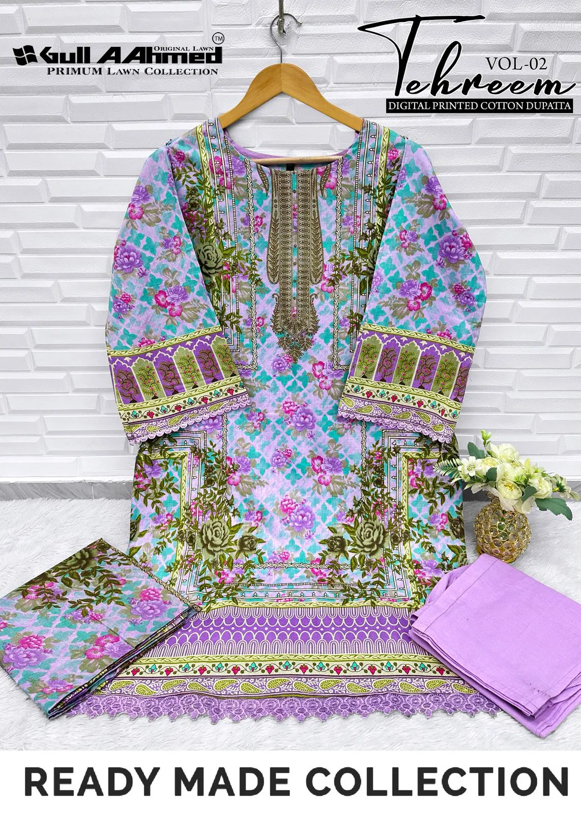 Tehreem Vol 2 By Gull A  Ahmed Karachi Cotton Kurti With Bottom Dupatta Wholesale Online
